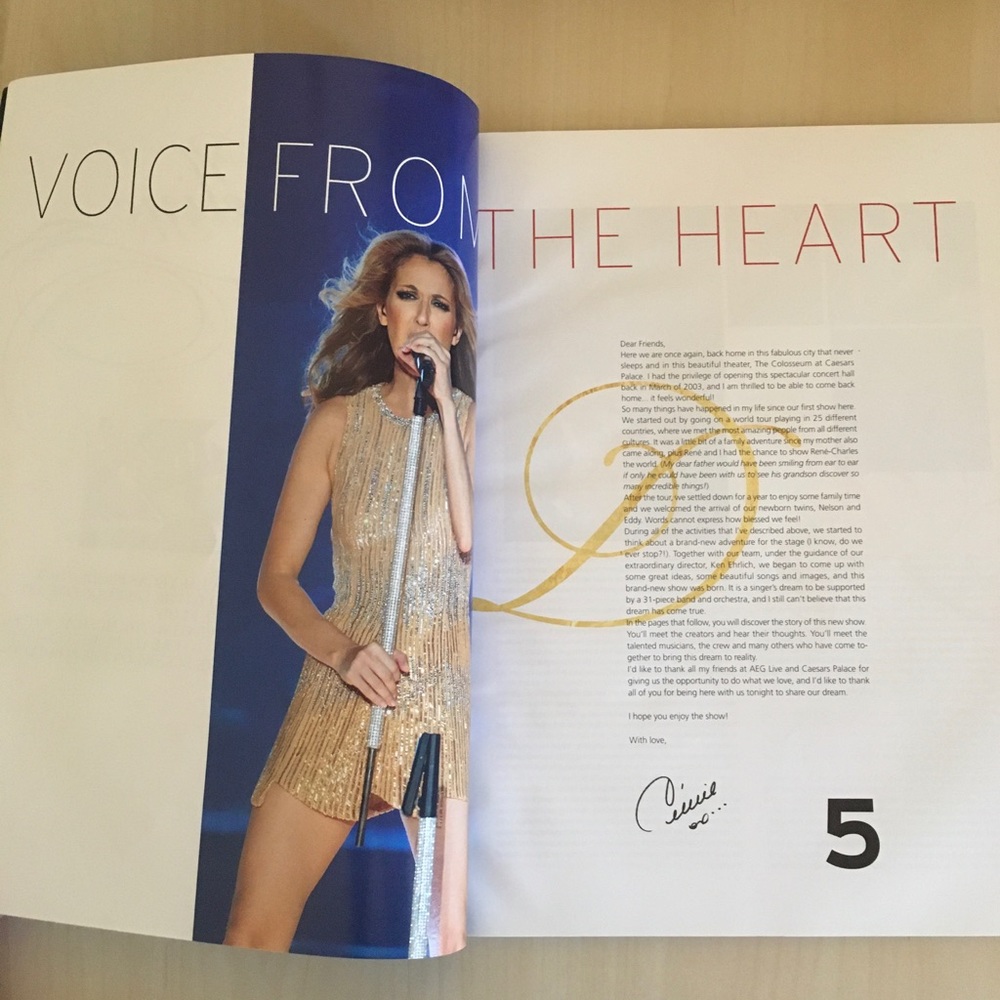 Celine Dion OFFICIAL Opening Night Program 3.15.11